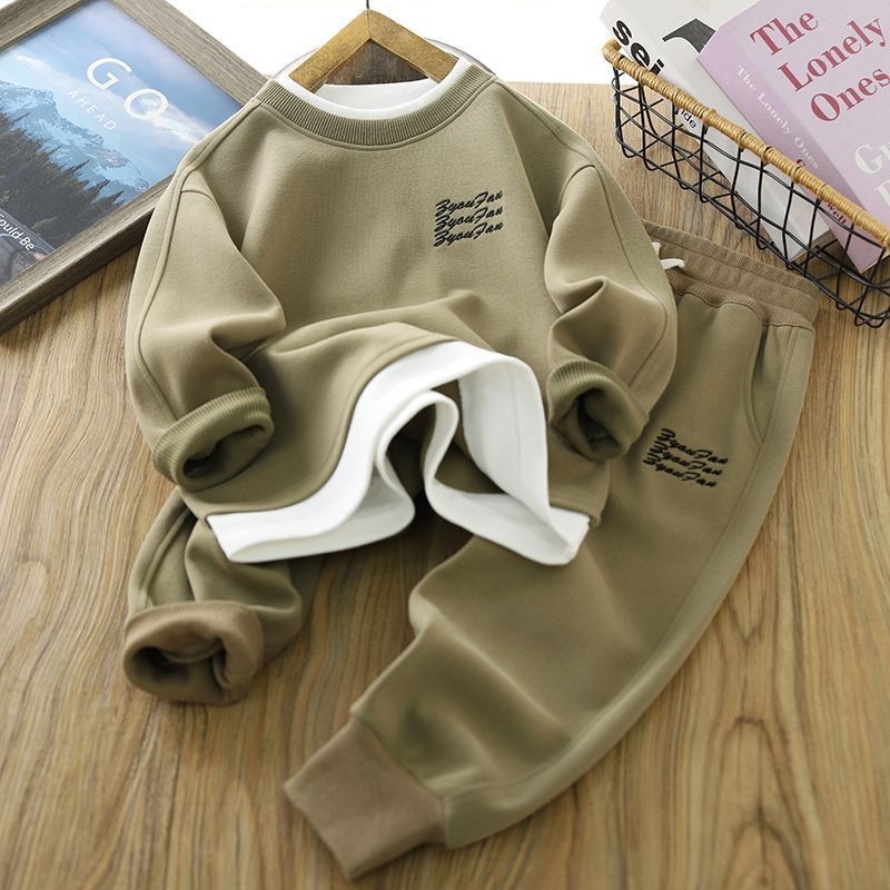 Childhood Boys Spring and Autumn suit 2024 New Children's Fashionable Handsome Fake Two-piece suit