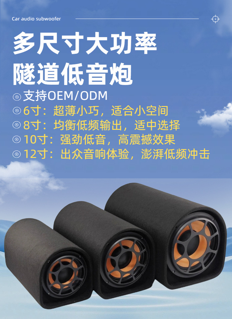 Factory direct tunnel car subwoofer active audio modified 6 inch 8 inch 10 inch 12 inch high power subwoofer