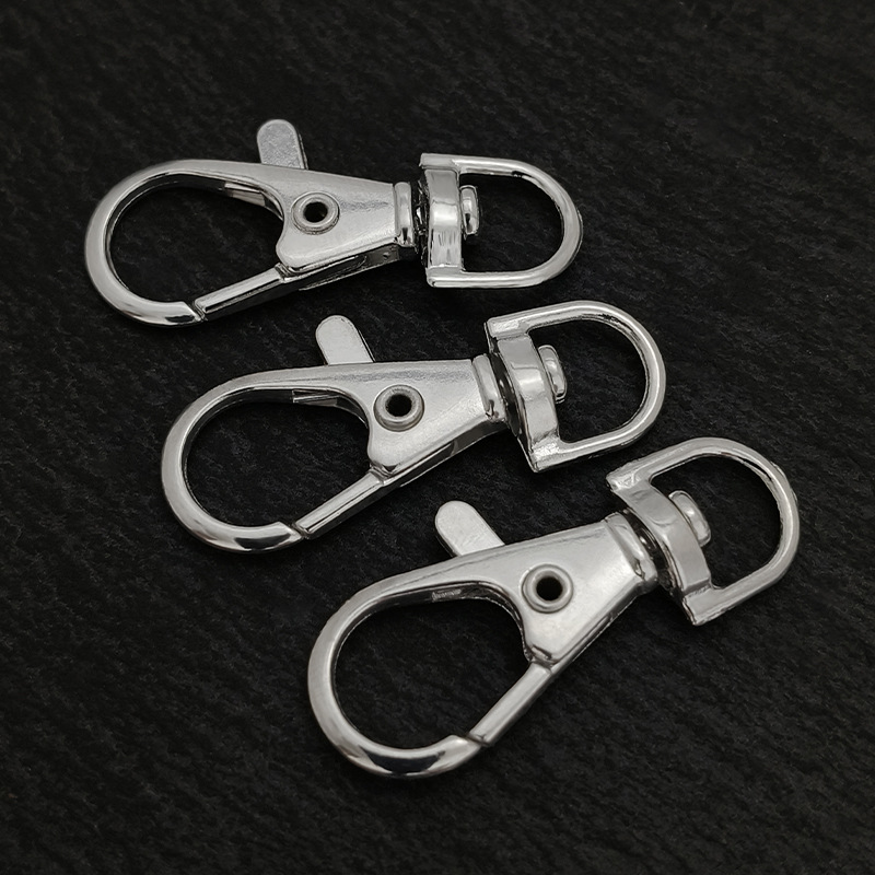 电镀合金鱼嘴扣无镍环保铑色白k钥匙扣光面带吊叻色车弹簧钥匙圈