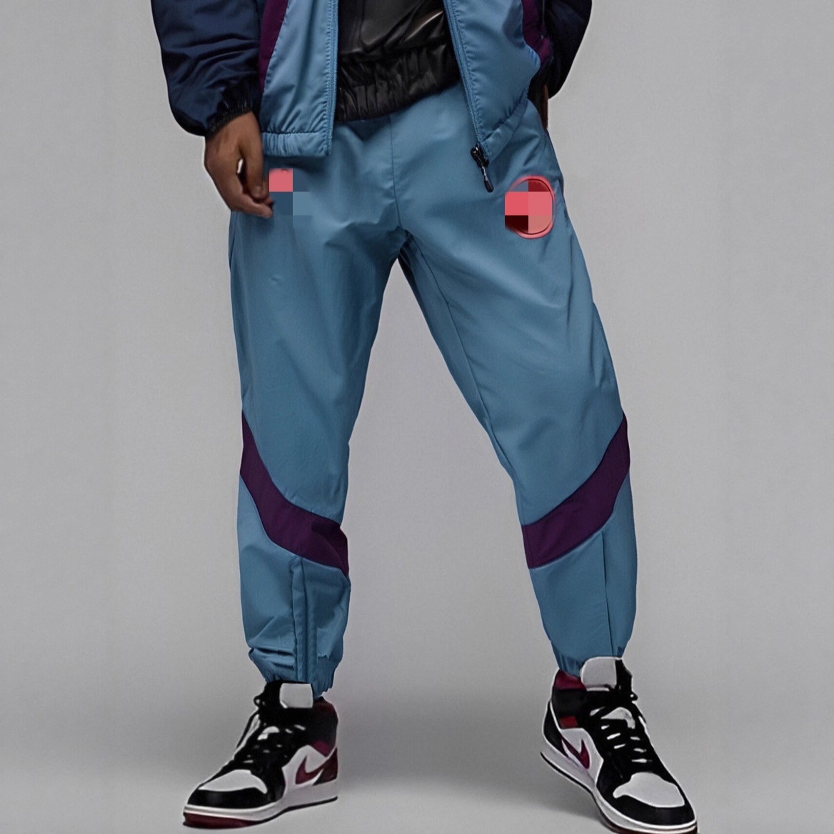 新款男款裤子春秋款潮牌小脚长裤拼接男裤运动休闲裤束脚哈伦裤