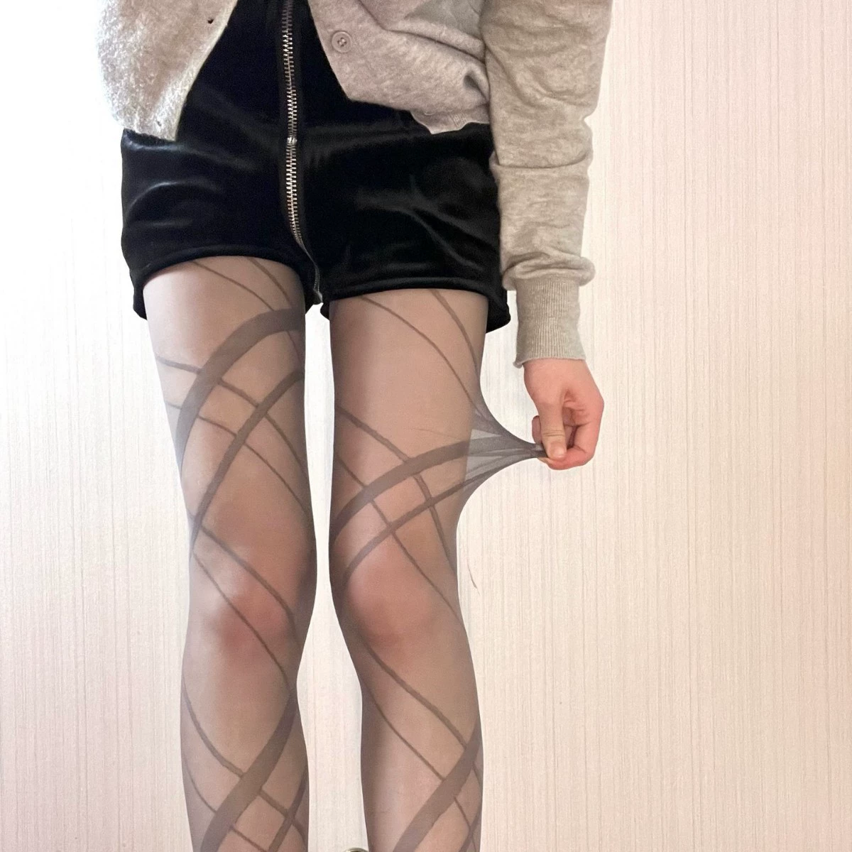 Tights, black sexy retro belt, thin weaving