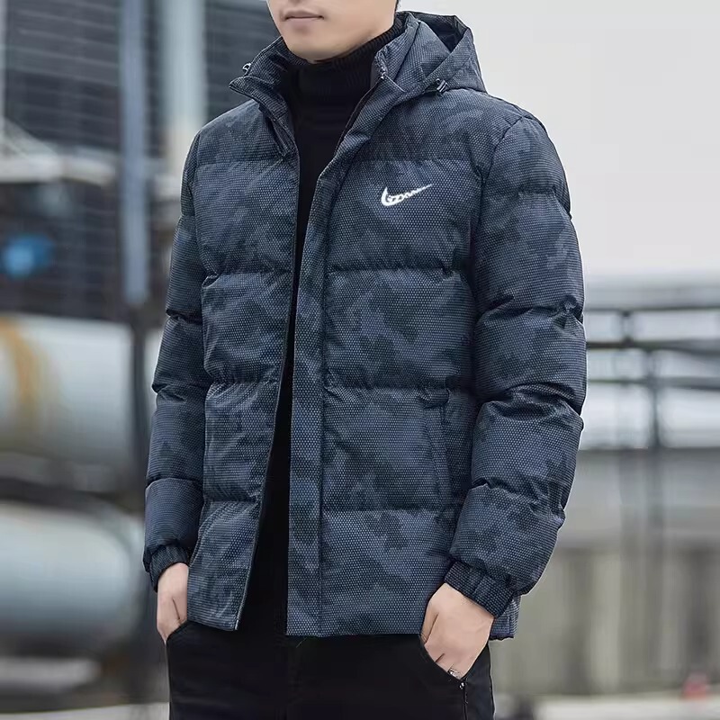 Trendy Brand Autumn and Winter Down Cotton-padded Jacket Men's 2024 New Fashion Thickened Cotton-padded Clothes Warm Cold-proof Cotton-padded Coat Hooded Jacket