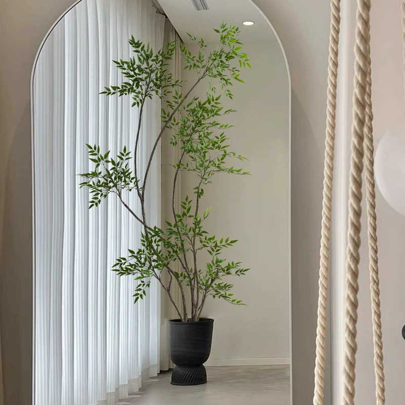 Натян бамбуковое зеленое растение для дома, бионическое растение для гостиной, напольный декоративный цветочный горшок, украшение