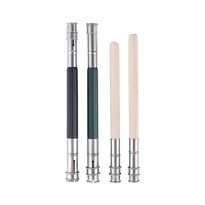 Extensidor de doble cabezal de metal Extensidor de lápiz Cubierta de bolígrafo de acero inoxidable Extensidor de pincel de un solo cabezal Fábrica de postes de madera al por mayor