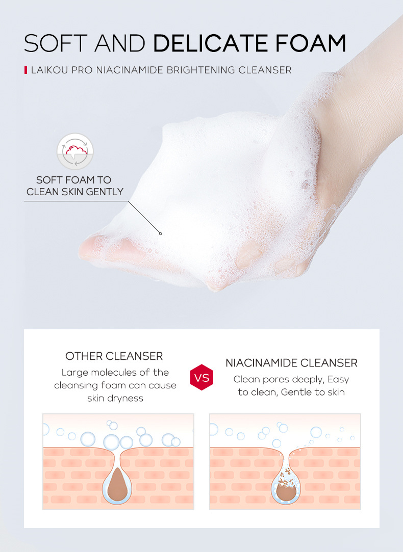 LAIKOU PRO Niacinamide Facial Cleanser 50g Cleansing, Hydrating and moisturizing Cross-border manufacturer wholesale undefined