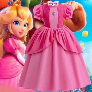 Cross-border Explosions Girl's Dress cosplay Brigitte Princess Lace Stitching Puff Sleeve Children's Dress