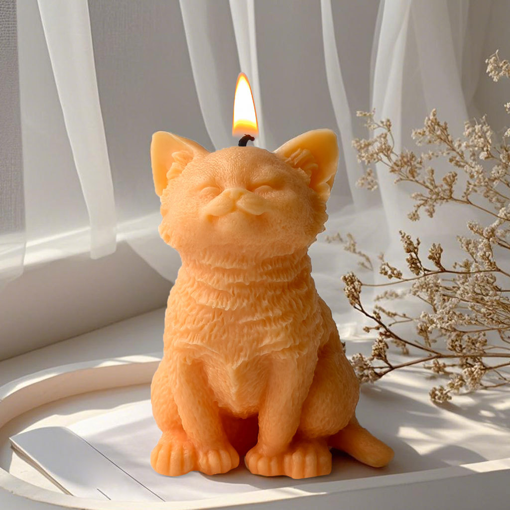 Jiahuimei gatito grande molde de silicona tridimensional animal sentado gato aromaterapia vela yeso decoración herramienta abrasiva