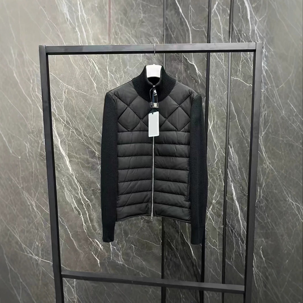 High-end Moncler wool knitted down jacket, lightweight short stand-up collar coat, warm and casual for autumn and winter.
