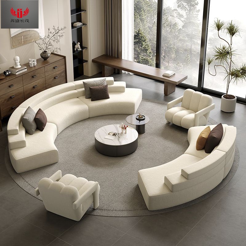 Diseñador nórdico sofá de tela minimalista Oficina de ventas Negociación de arco Hotel Lobby Salón de lujo ligero