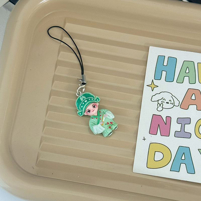 Llavero con personajes de ópera china, estilo nacional creativo, colorido, ideal como obsequio o cuerda decorativa para teléfono móvil