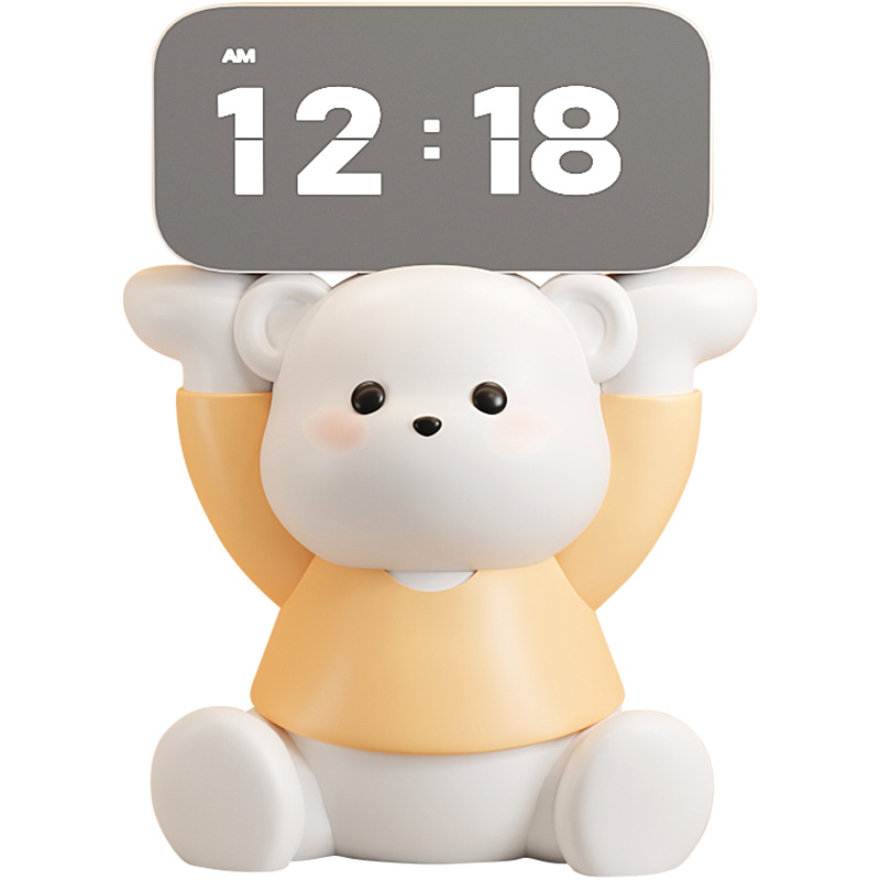Crema de viento oso decoración de reloj despertador sala de estar dormitorio decoración de escritorio reloj reloj de escritorio creativo de escritorio