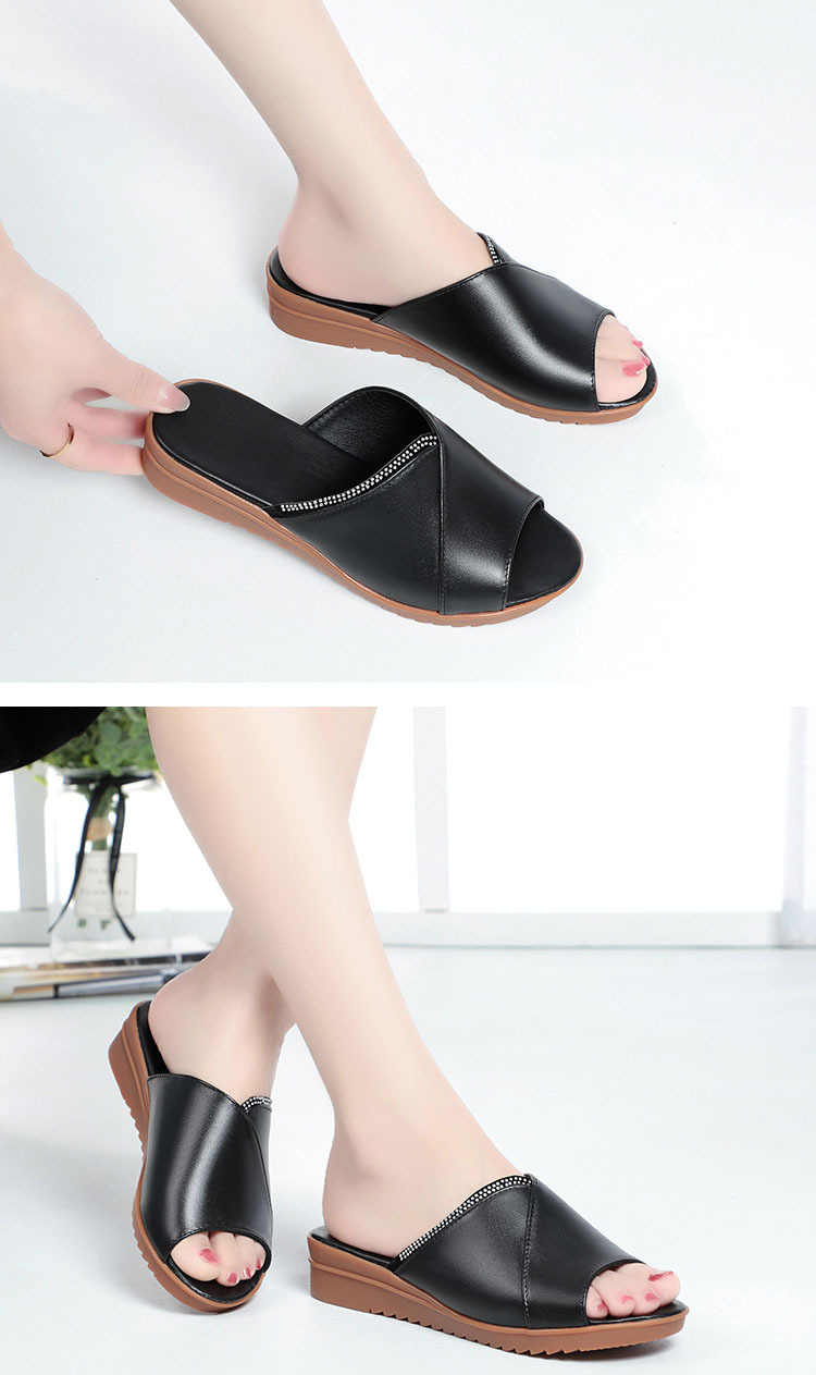 Dép sandal nữ đế bệt quai chữ V da mềm chống trượt — Xám be chi tiết 9