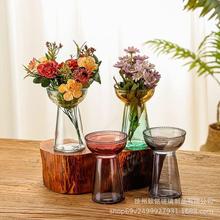 渐变彩色桌面摆件玻璃瓶水培鲜花绿植民宿装饰摆件样板房插花瓶