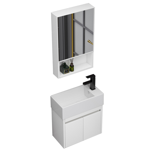 Small-sized stainless steel bathroom cabinet, mini ultra-narrow washbasin cabinet combination, simple wall-mounted vanity unit, small size