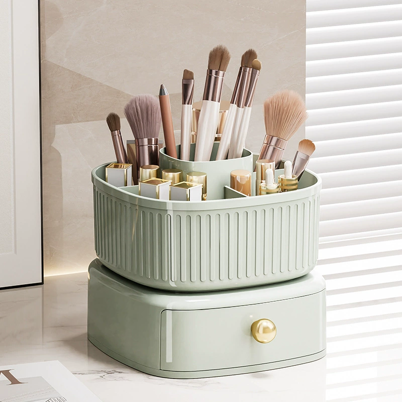 Rotating Cosmetic Organizer, 360° Rotating Storage Box, Multi-Compartment Drawer, Light Luxury