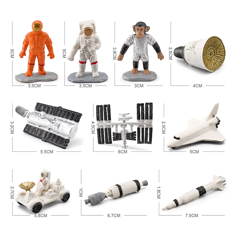 Simulación astronauta Apollo satélite cohete telescopio cápsula modelo exploración espacio escena decoración juguete