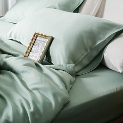 絲滑純色60支雙面天絲四件套 綠色床上用品冰絲被套裸睡夏1.8