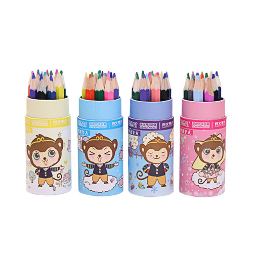 Children's Bucket of 12-Color and 24-Color Cartoon Pencils, Painting Pens, Color Pencils for Wholesale