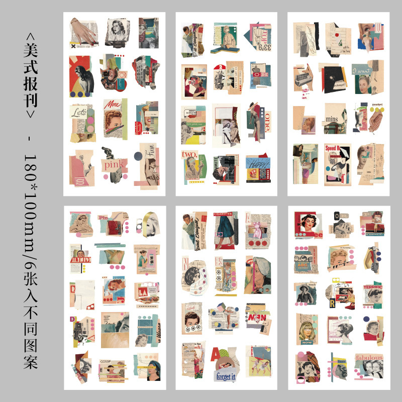 Nostálgico coleccionista diario pegatinas transfronterizas retro pegatinas de Niños Americanos creativo Goka Diario material pegatinas