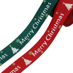 メリークリスマスリブプリントリボンギフト包装リボン在庫卸売 22m ロール