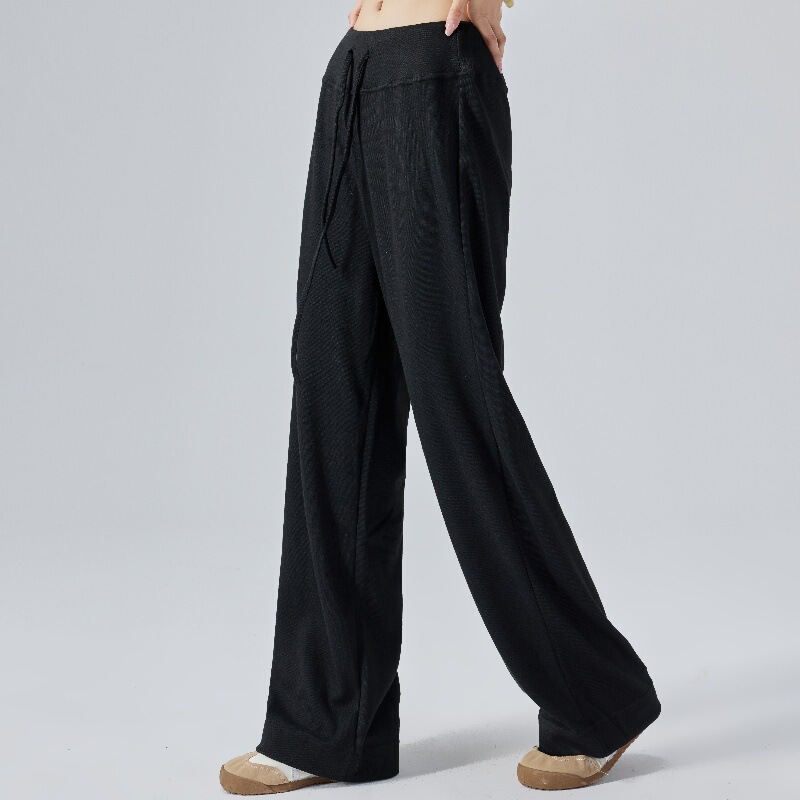 Casual Style Knitted Pants, Lazy and Relaxed Fitness Sports Yoga Wide-Leg Pants for Women, Loose Straight Slimming Look Pants