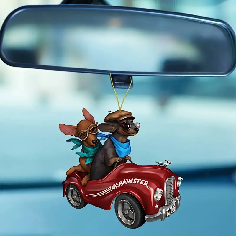 2D nuevos productos cool conducir perro hermano acrílico fiestas colgante plano transfronterizo colgante mochila colgante