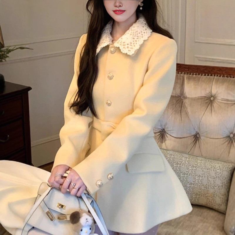 Acainee10/20 Four Hours before 20:00 10% off Butter Cookies Lapel Waist-Tailored Tweed Coat Acainee10/20 Four Hours before 20:00 10% off Butter Cookies Lapel Waist-Tailored Tweed Coat
