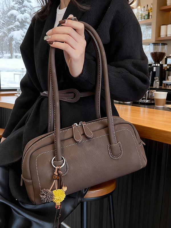 Bolso de peluche retro de Boston bolso de mujer 2025 nuevo estilo de transporte universal bolso de hombro de brazo bolso de moda