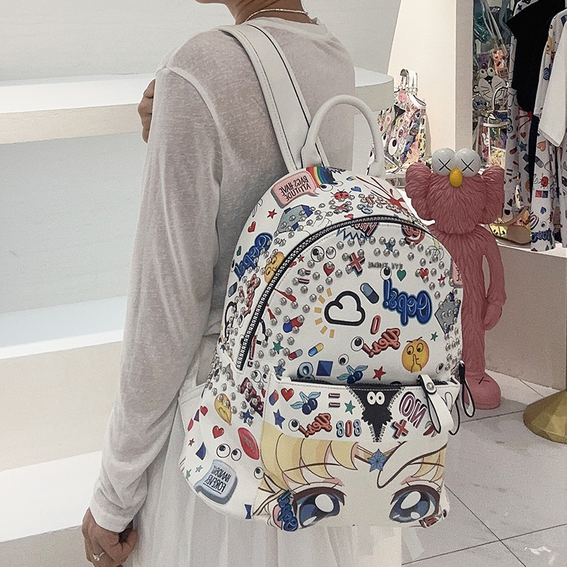 Práctica mochila de viaje con acolchado de algodón para reducir peso, unisex, modelo 2020 blanco.