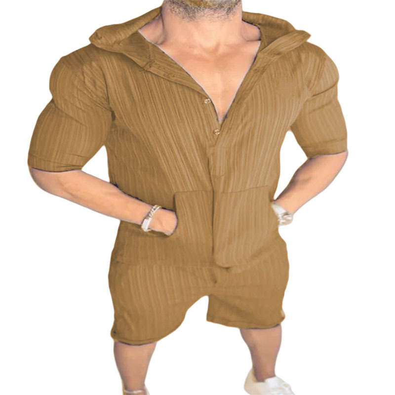 Men's Casual Hooded Sweatshirt And Shorts Two Piece Set_voghion.com