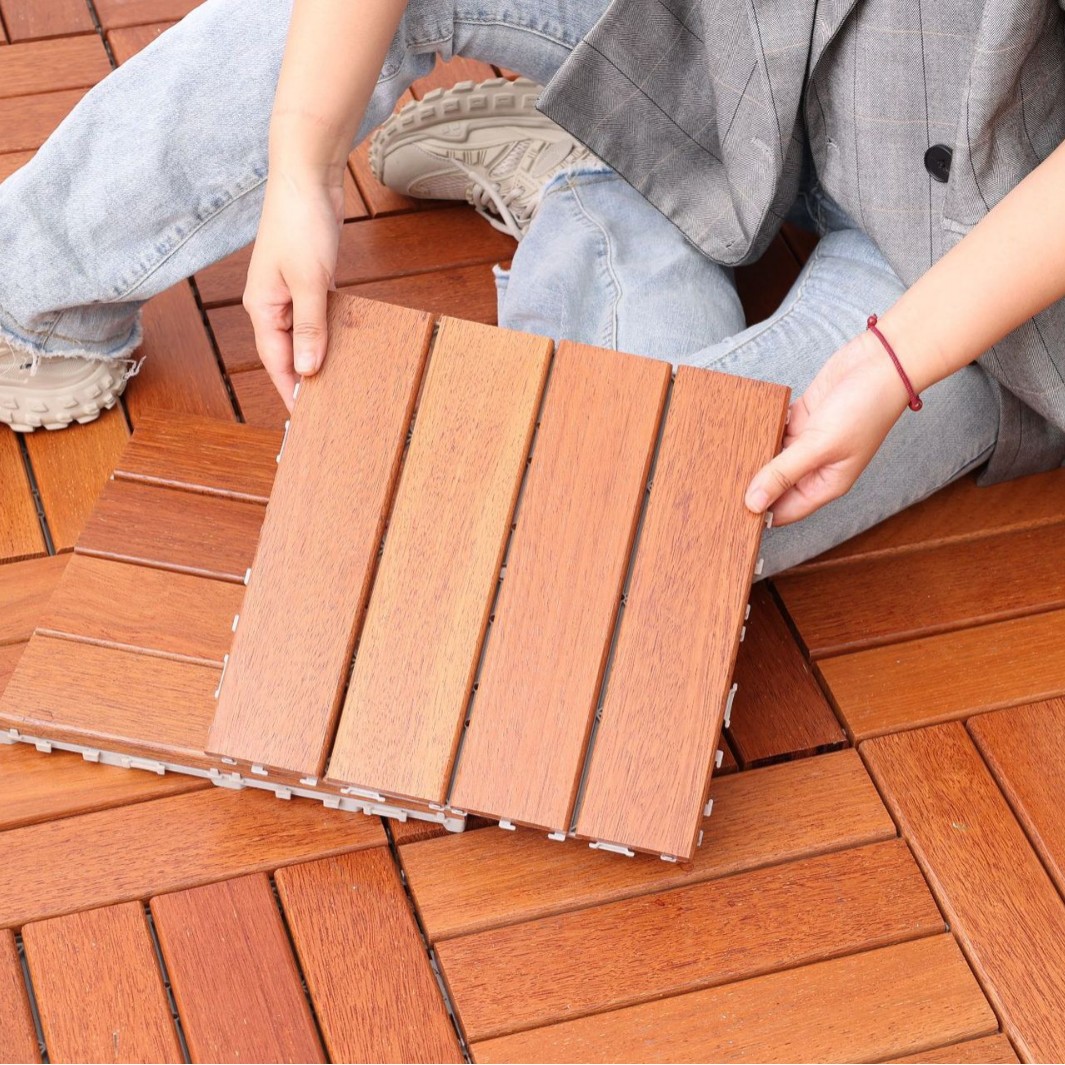 菠萝格防腐木地板户外露台花园庭院地面铺设阳台拼接地板自铺改造