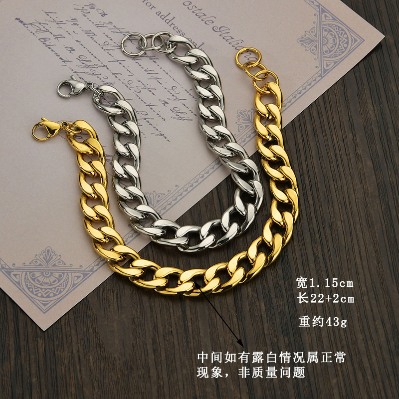 Pulsera De Tendencia De Hip Hop De Oro De Cadena De Moda De Corea display picture 1