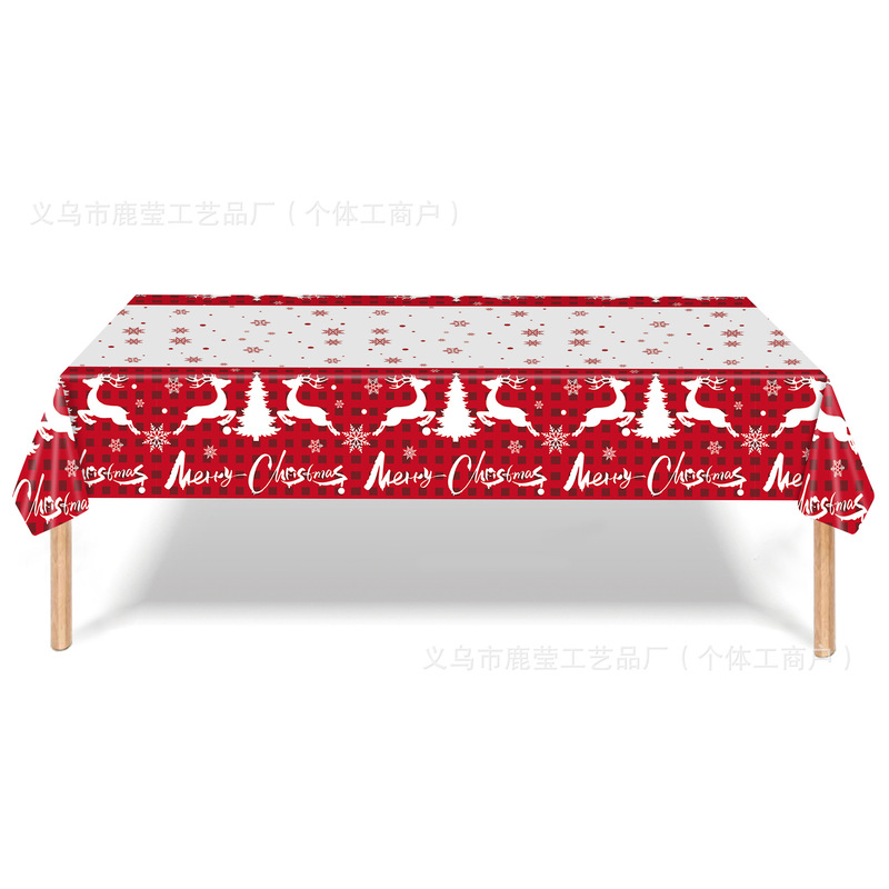 冬季新款圣诞节派对装饰用品Christmas圣诞树一次性圣诞桌布雪人|undefined