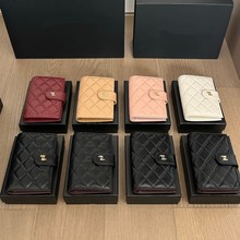 2025新款小羊皮鱼子酱球纹菱格中款钱包护照夹对折钱夹卡包多卡位