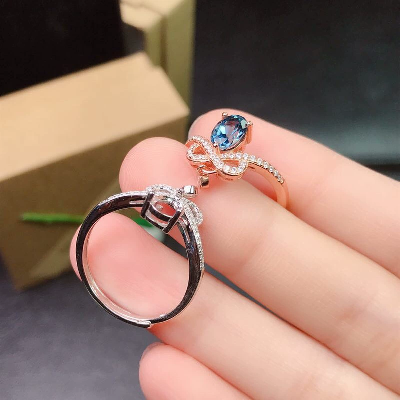 Платиновое розовое золото S925 посеребренное покрытие 18K Platin Rose Gold пустая кольцо 5*7 мм женское кольцо живое кольцо серебряные украшения