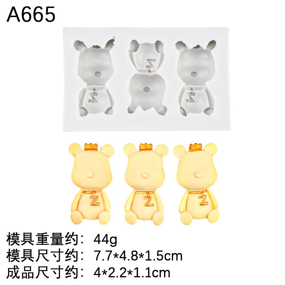 Pajarita de oso de dibujos animados epoxi molde de silicona galleta molde de fondant de chocolate herramienta de molde de yeso hecho a mano de bricolaje