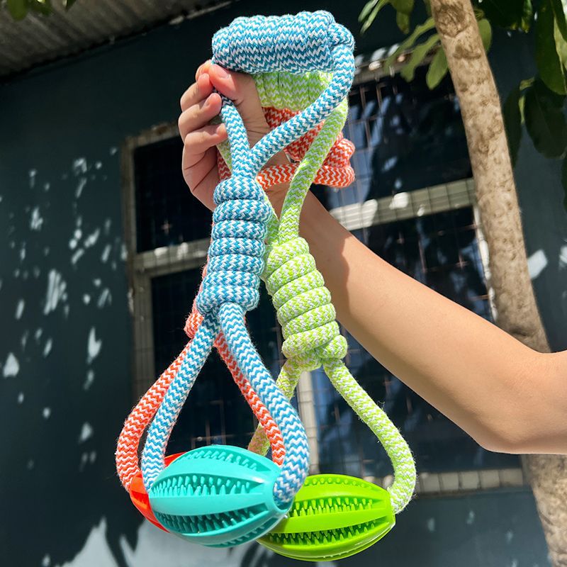 Cotton Rope Chew Toy for Teddy, Pet Rugby Boredom-Relief Stretching Toy, Knotted Pet Dog Interactive Teething Toy, Durable for Corgis