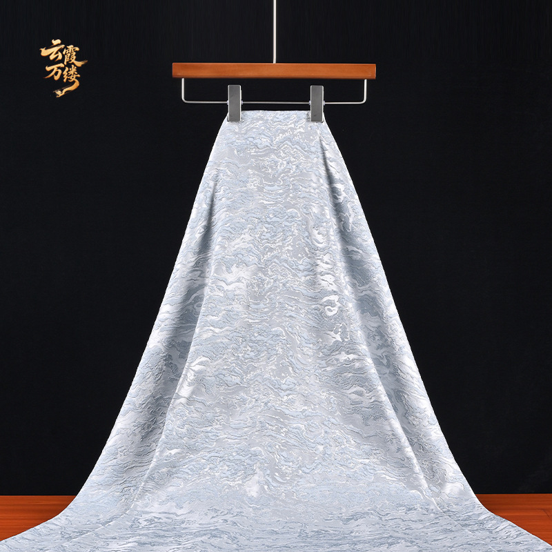 中国风灰蓝色石岩纹理不规则提花创意服装窗帘背景装饰画面料家纺