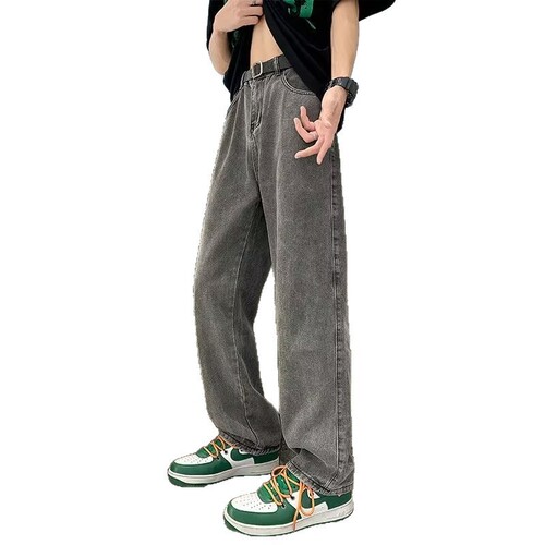Southeast Asian shrimp skin TK basic model large size zipper jeans men's loose straight leg casual work long pants