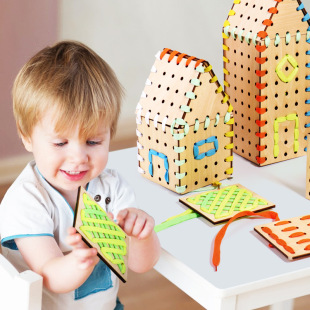 Children's woven threading rope board kindergarten corner area material baby Early Education Intelligence DIY Montessori teaching aids