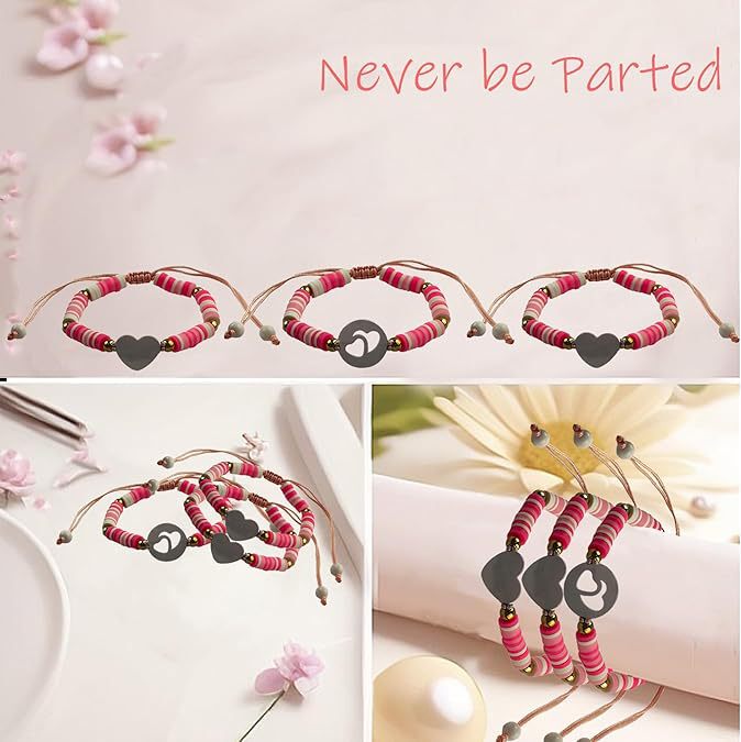 Cross-Border Mother-Daughter Bracelets 3-Piece Matching Heart-Shaped Bracelets Suitable for Mom, Daughter, Son, Friend Christmas Gift Touch