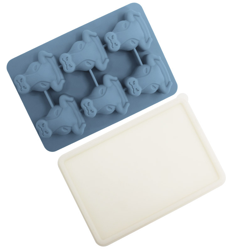 Whisky transfronterizo de dibujos animados rejilla de hielo de silicona molde de hielo con tapa molde de hielo para hockey sobre hielo caja de almacenamiento de hielo para el hogar en stock