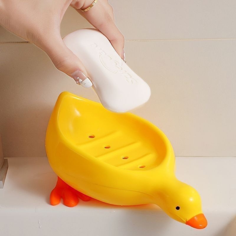 Caja de jabón de pato amarillo almacenar caja de jabón de drenaje no acumulación de agua inodoro caja de jabón encantadora estante de almacenamiento