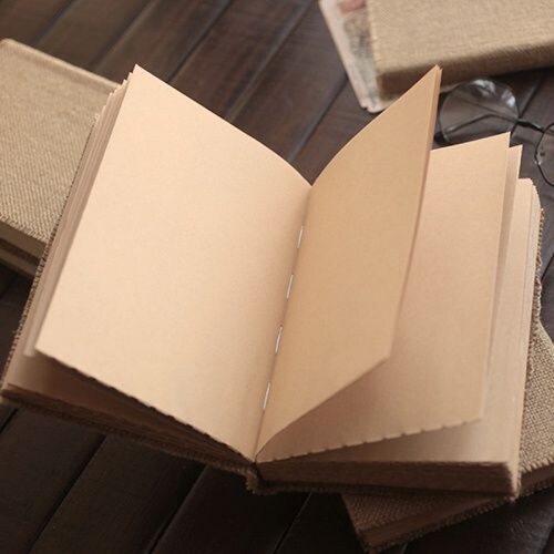 Retro linen handbook rough edge hand-painted creative blank kraft paper diy handbook notebook for college students