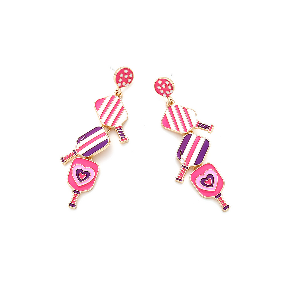 1 Pair Casual Simple Style Stripe Heart Shape Enamel Zinc Alloy Drop Earrings display picture 2