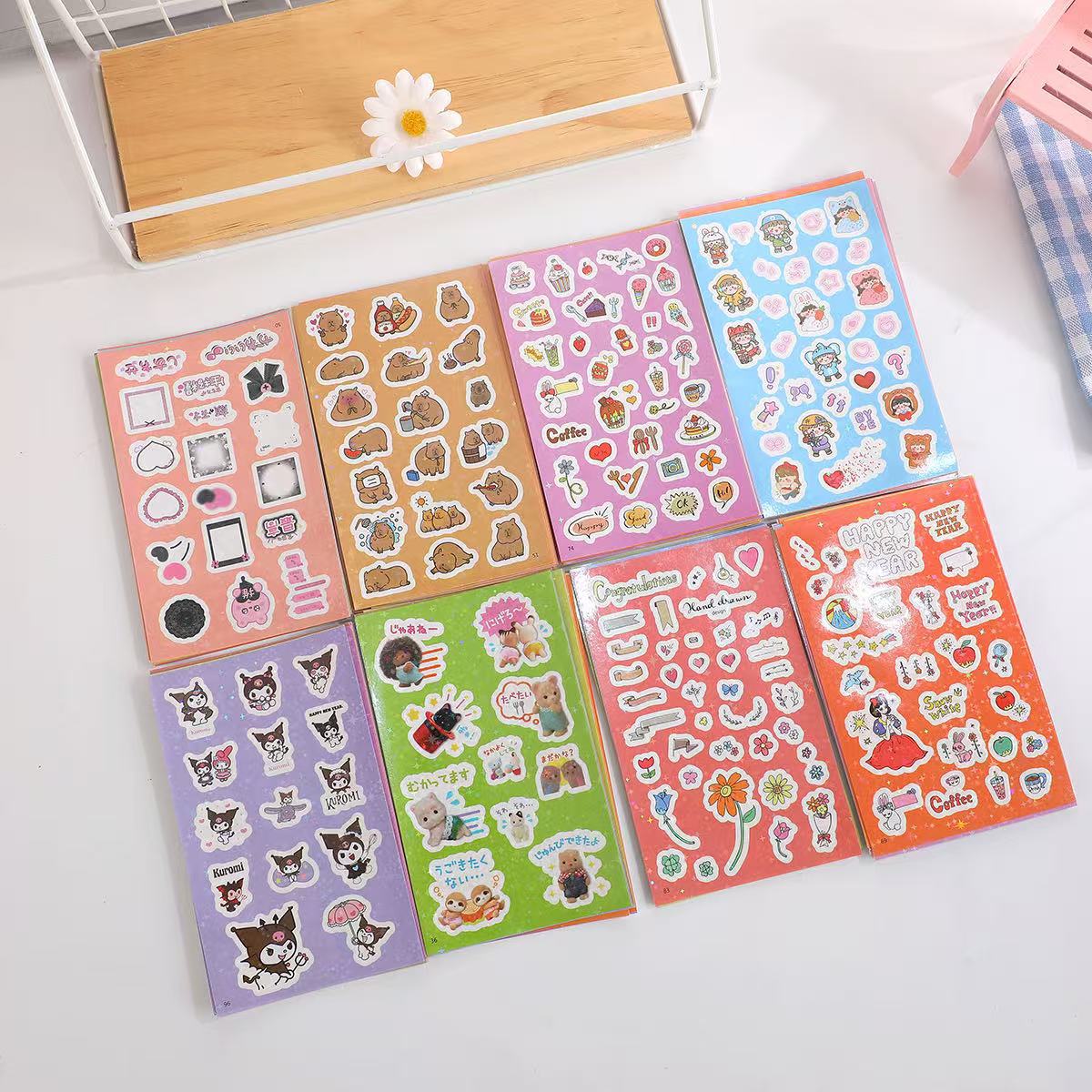 100 pegatinas de película de corte no repetitivas Simbel trébol de cuatro hojas Kitty Rilafty Tomate Series Pegatinas de dibujos animados