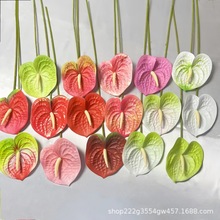 仿真单支红掌胶片室内装饰路引花排花束家居婚庆装饰火鹤掌仿真花