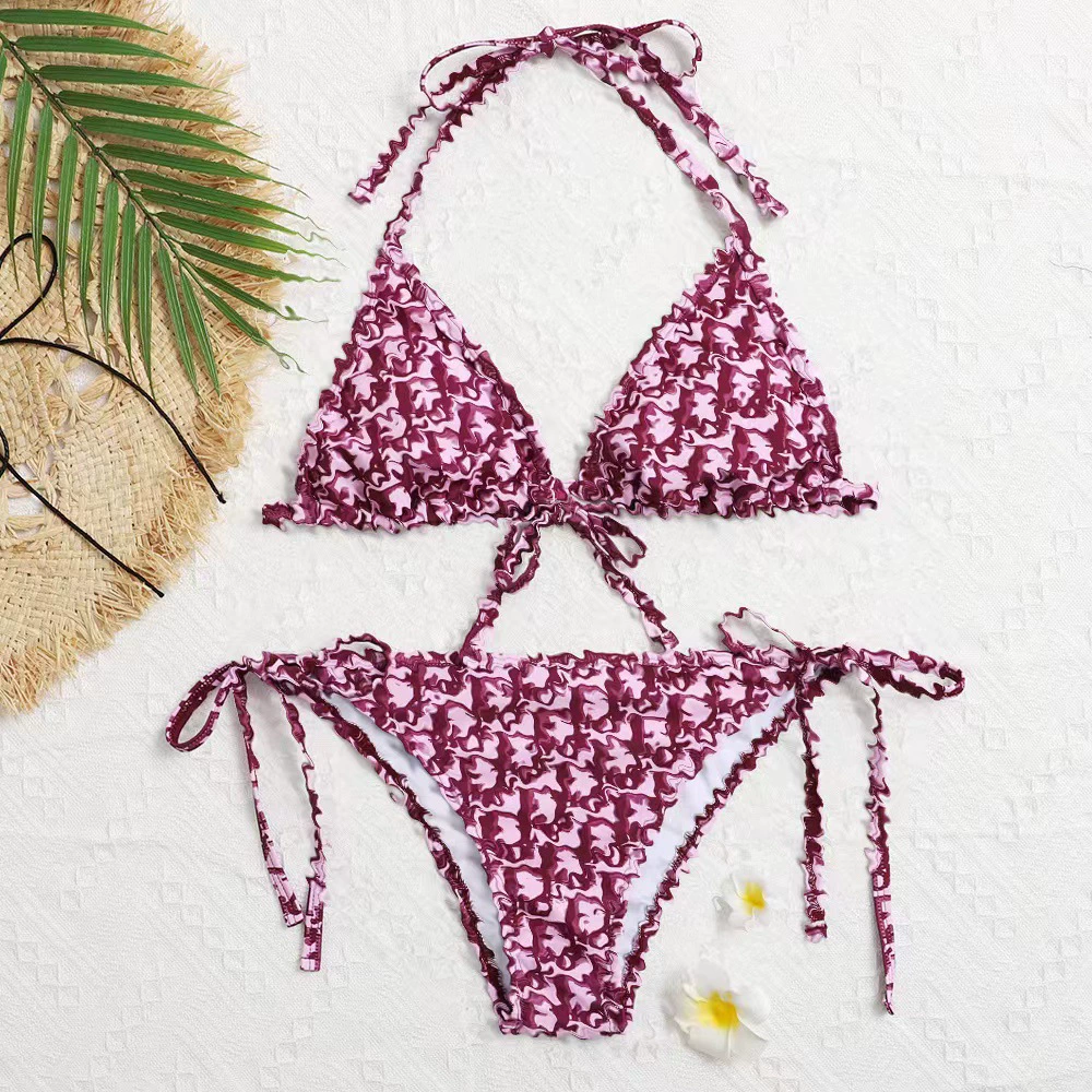 Triangle Bikini Set Women, European-Style Drawstring Sports Swimwear, Sizes S–XL