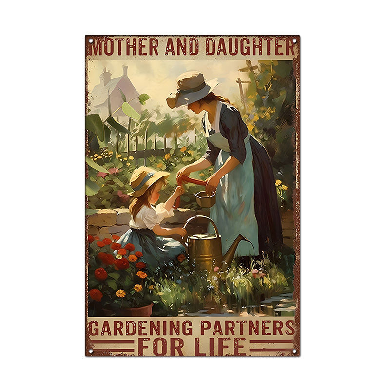 Pintura de hojalata pastoral Flor antigua retro Arte de hierro Pintura colgante pequeña Jardín al aire libre Balcón Decoración de pared Colgante transfronterizo