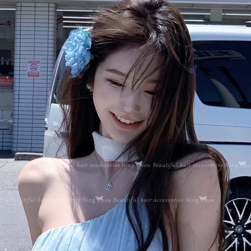 Pinza para el cabello de flor rosa para mujer 2025 nuevo clip de agarre para el cabello con placa posterior de la cabeza grande clip de tiburón de flor para la cabeza horquilla